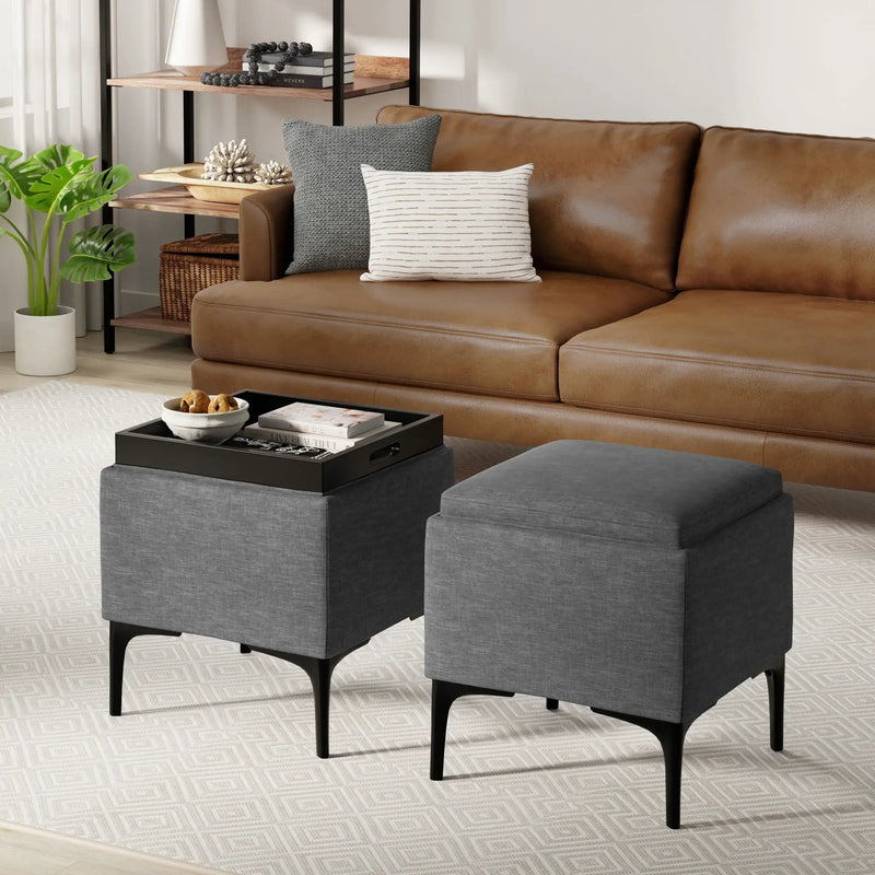 Natasha - Multifunctional Storage Ottoman With Tray by Unique Piece Furniture