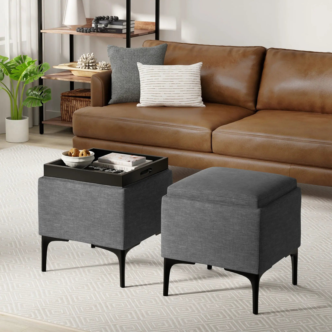 Natasha - Multifunctional Storage Ottoman With Tray by Unique Piece Furniture