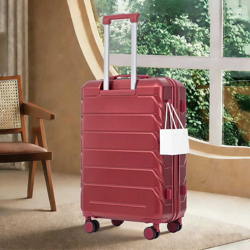 28 Inch ABS Hard Shell Large Travel Checked Luggage - Wine Red by HouseOfZazla
