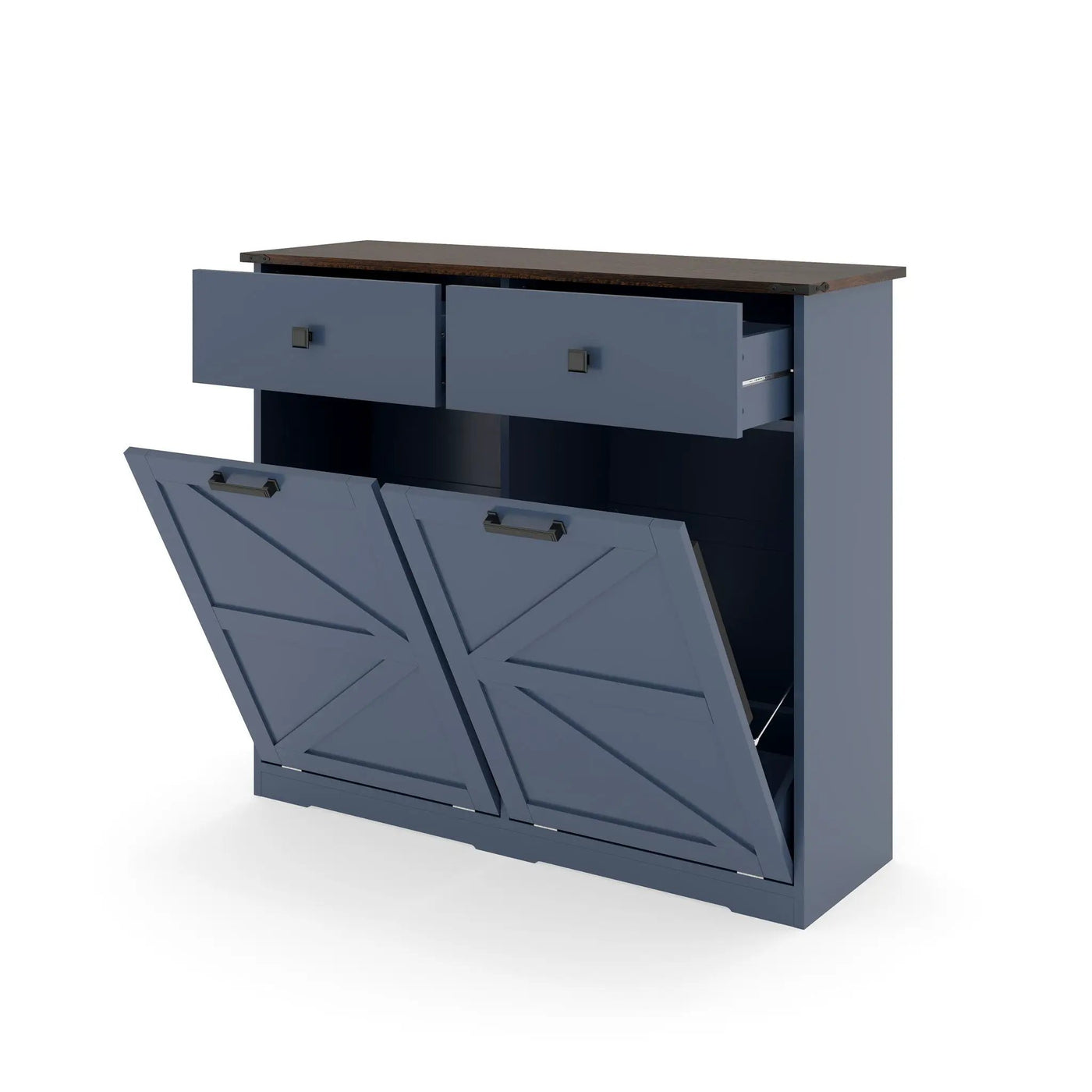 Double Tilt Out Trash Cabinet With Hideaway Drawer And Barn Door Style by HouseOfZazla