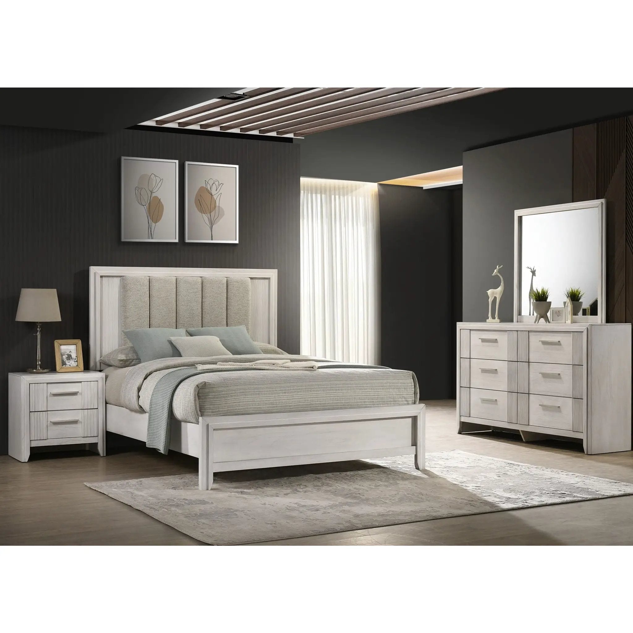 6 Drawer Storage Dresser Furniture - Antique White by HouseOfZazla