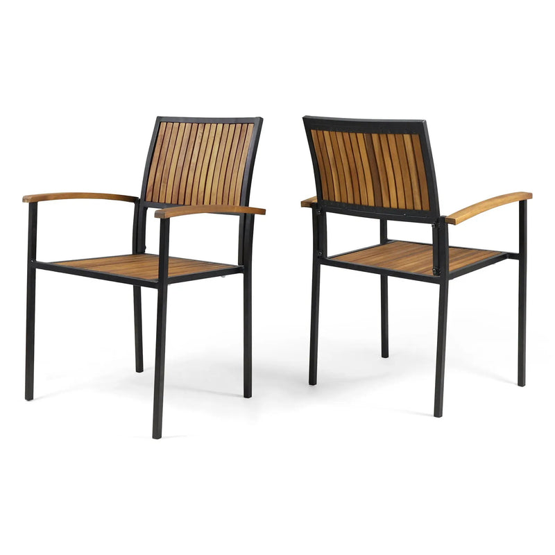 Vermilion Outdoor Dining Chair With Vertical Slat And Wooden Arm by HouseOfZazla