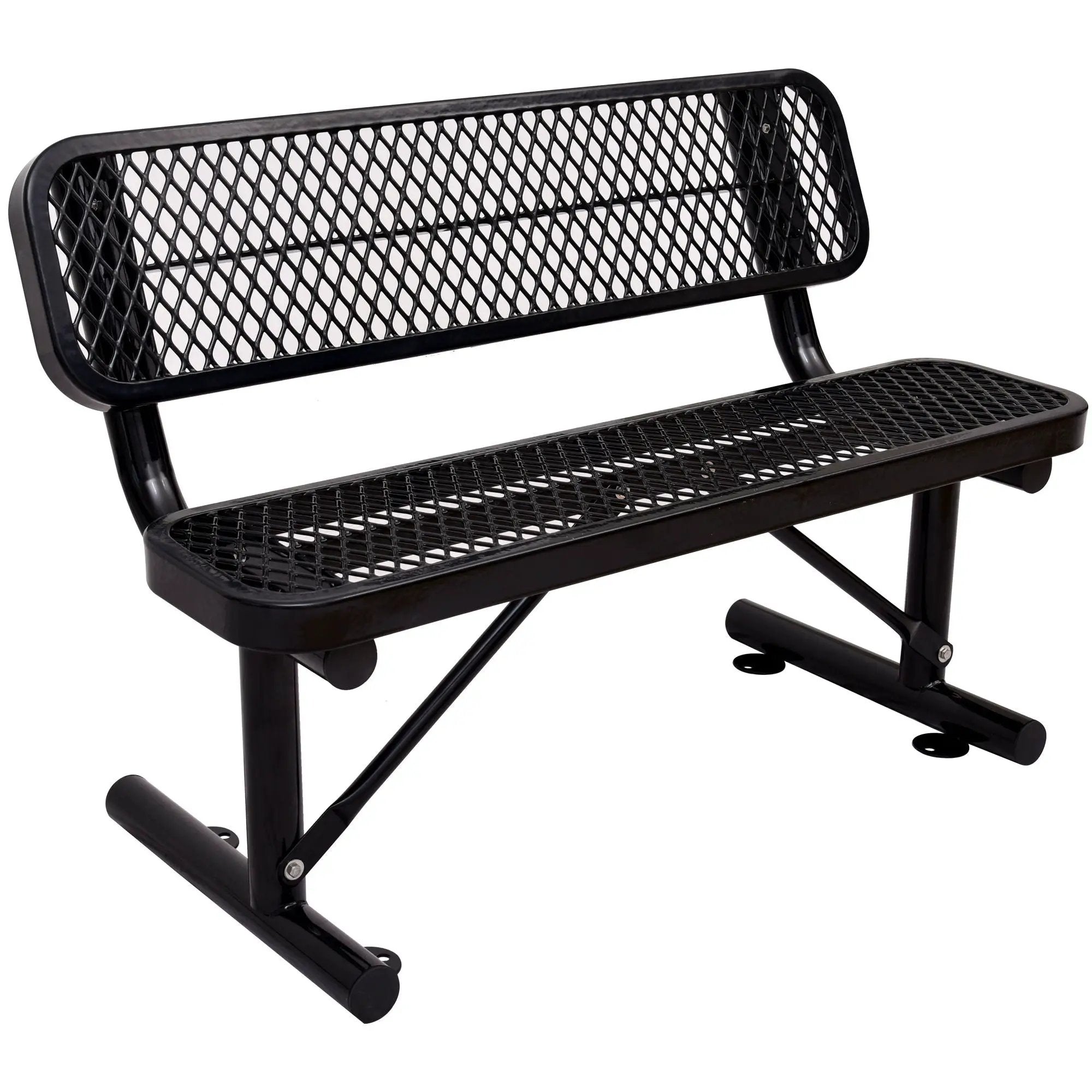6' Outdoor Steel Bench With Backrest by HouseOfZazla