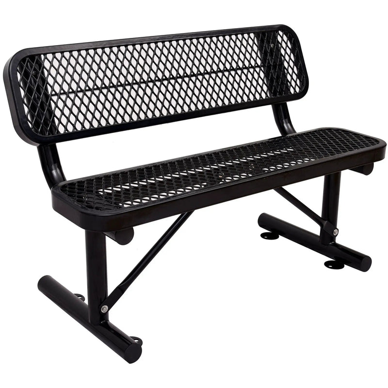 6' Outdoor Steel Bench With Backrest by HouseOfZazla