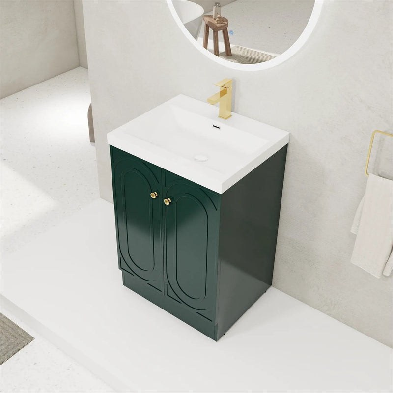 Contemporary Freestanding Bathroom Vanity With Resin Sink & Soft-Close Cabinet Doors by HouseOfZazla