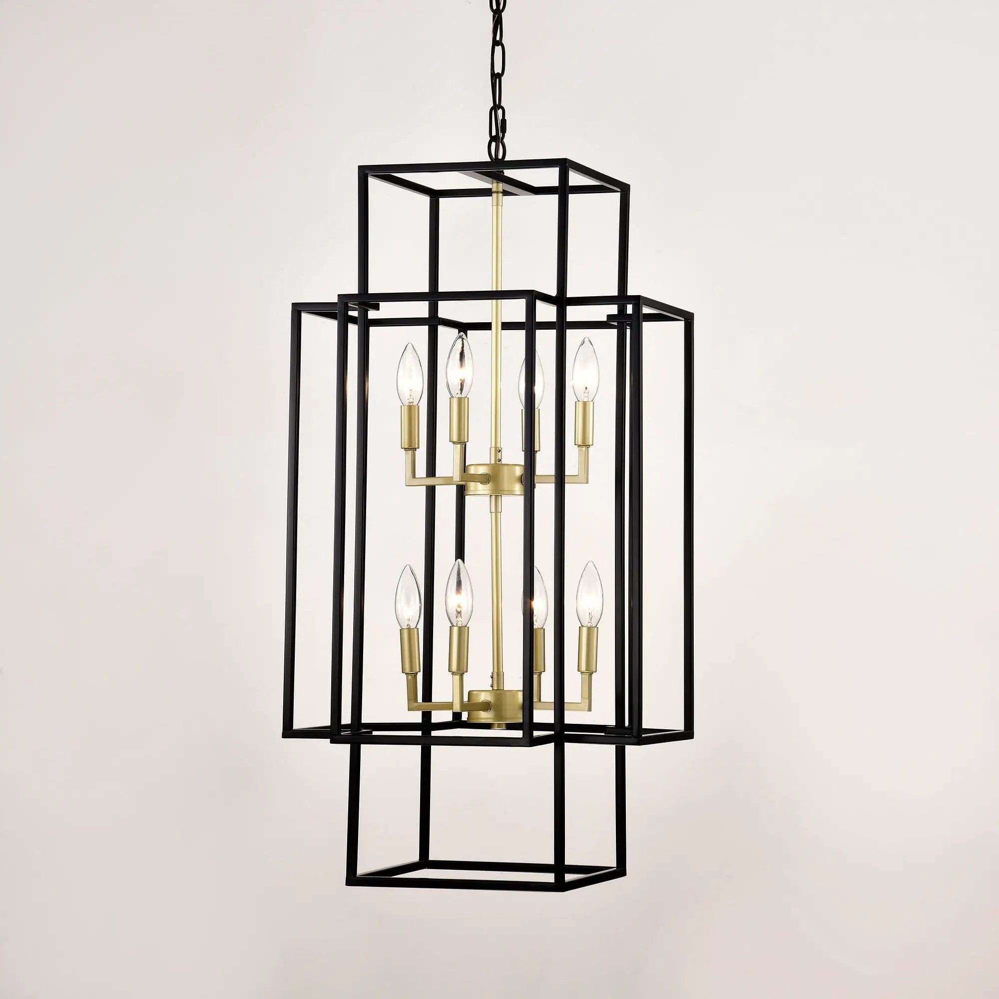 8 Light Lantern Chandelier Lighting, Entryway Chandeliers For High Ceilings, Chandeliers For Dining Room, Foyer, Entry, Staircase, Hallway, Height Adjustable (E12 Bulbs Not Included) by HouseOfZazla