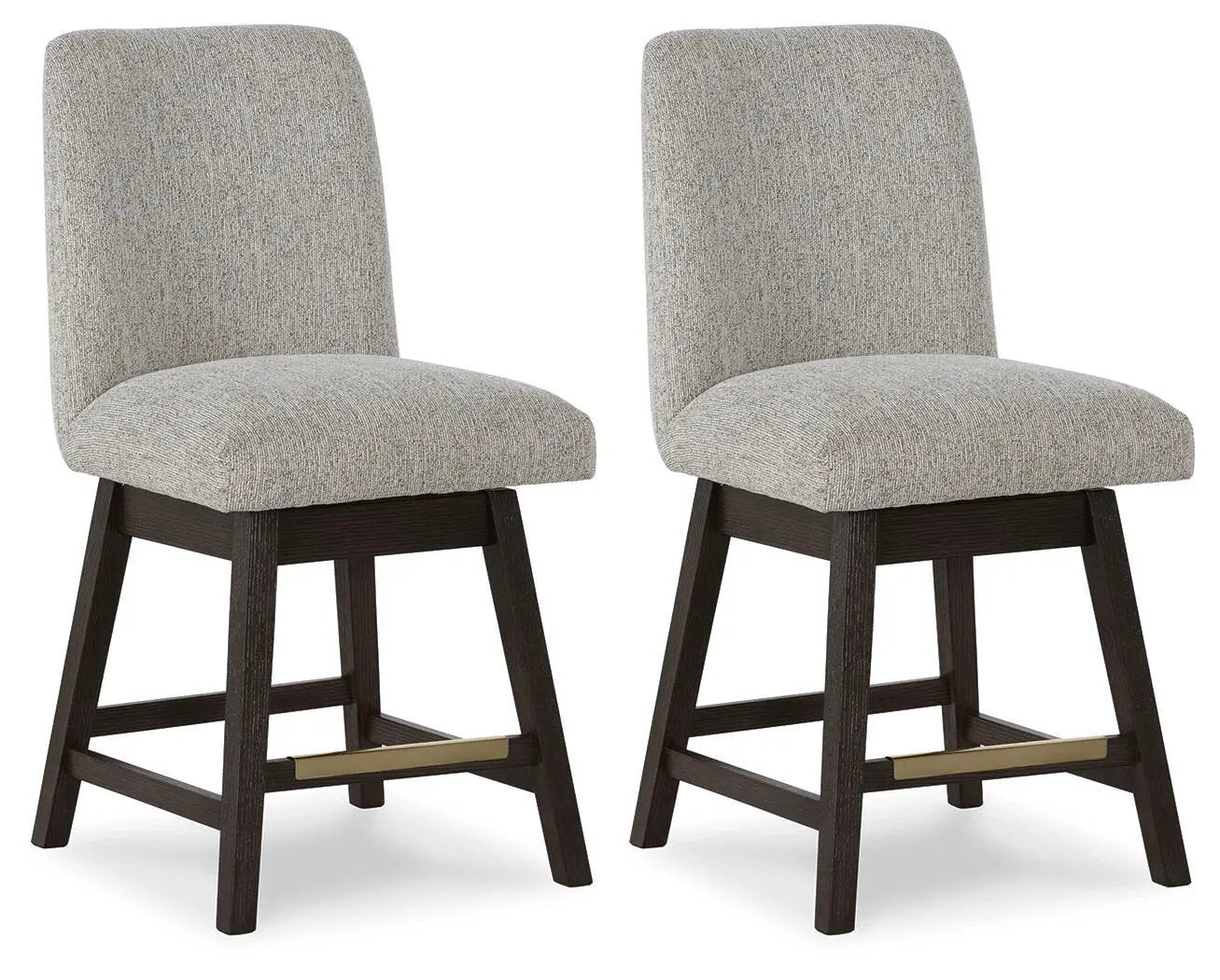 Burkhaus - Upholstered Swivel Barstool (Set of 2) - Beige / Dark Brown by Unique Piece Furniture