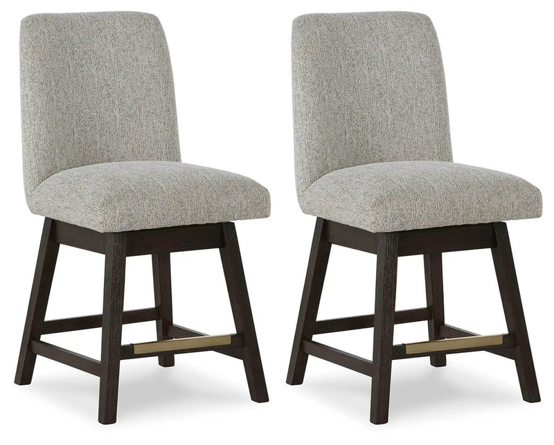 Burkhaus - Upholstered Swivel Barstool (Set of 2) - Beige / Dark Brown by Unique Piece Furniture