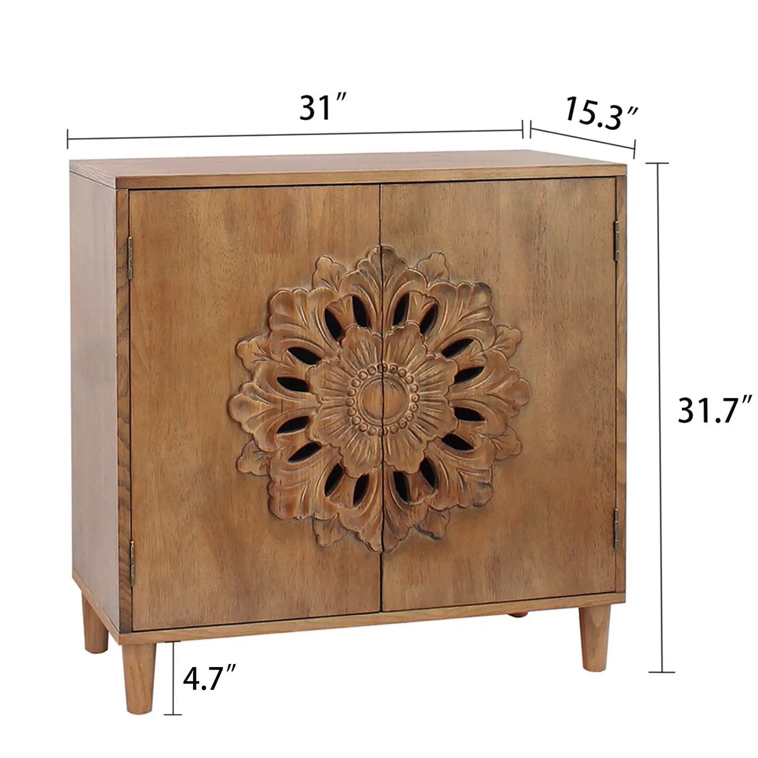 Rustic Hand-Carved Wooden 2-Door Cabinet by HouseOfZazla