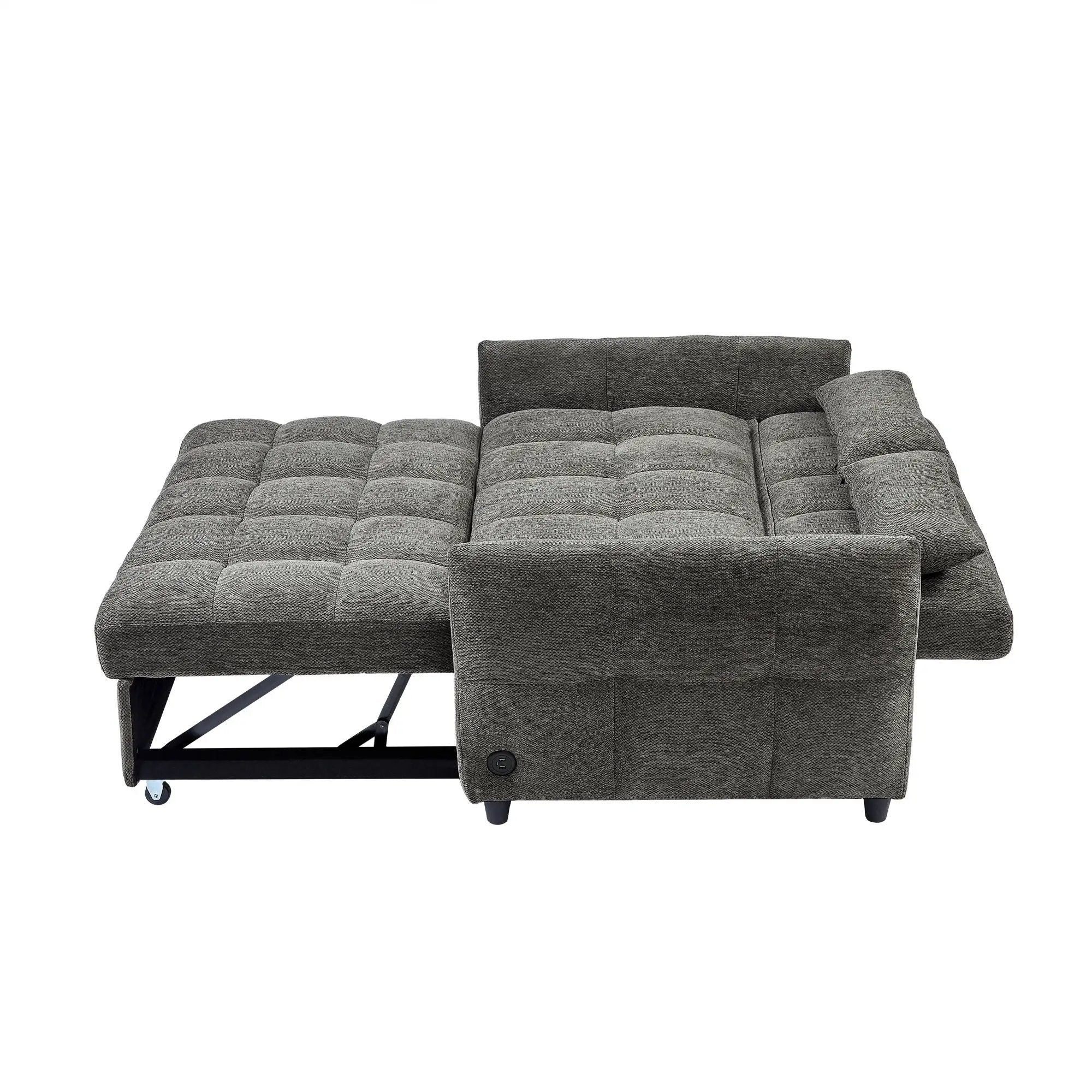 Loveseat Sofa Pull-Out Bed With Adjustable Backrest, 3 USB Ports And 2 Lumbar Pillows For Living Room by HouseOfZazla