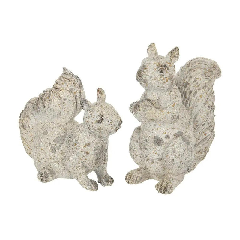 Resin Standing & Lying Down Squirrel Rustic, For Harvest Festival Fall Festival & Thanksgiving Table Decorations (Set of 2) - Antique Cream by Unique Piece Furniture