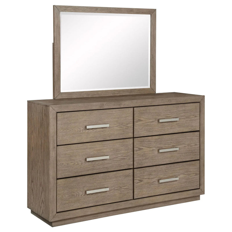 Kenora 6-drawer Dresser and Mirror Barley Brown by Unique Piece Furniture