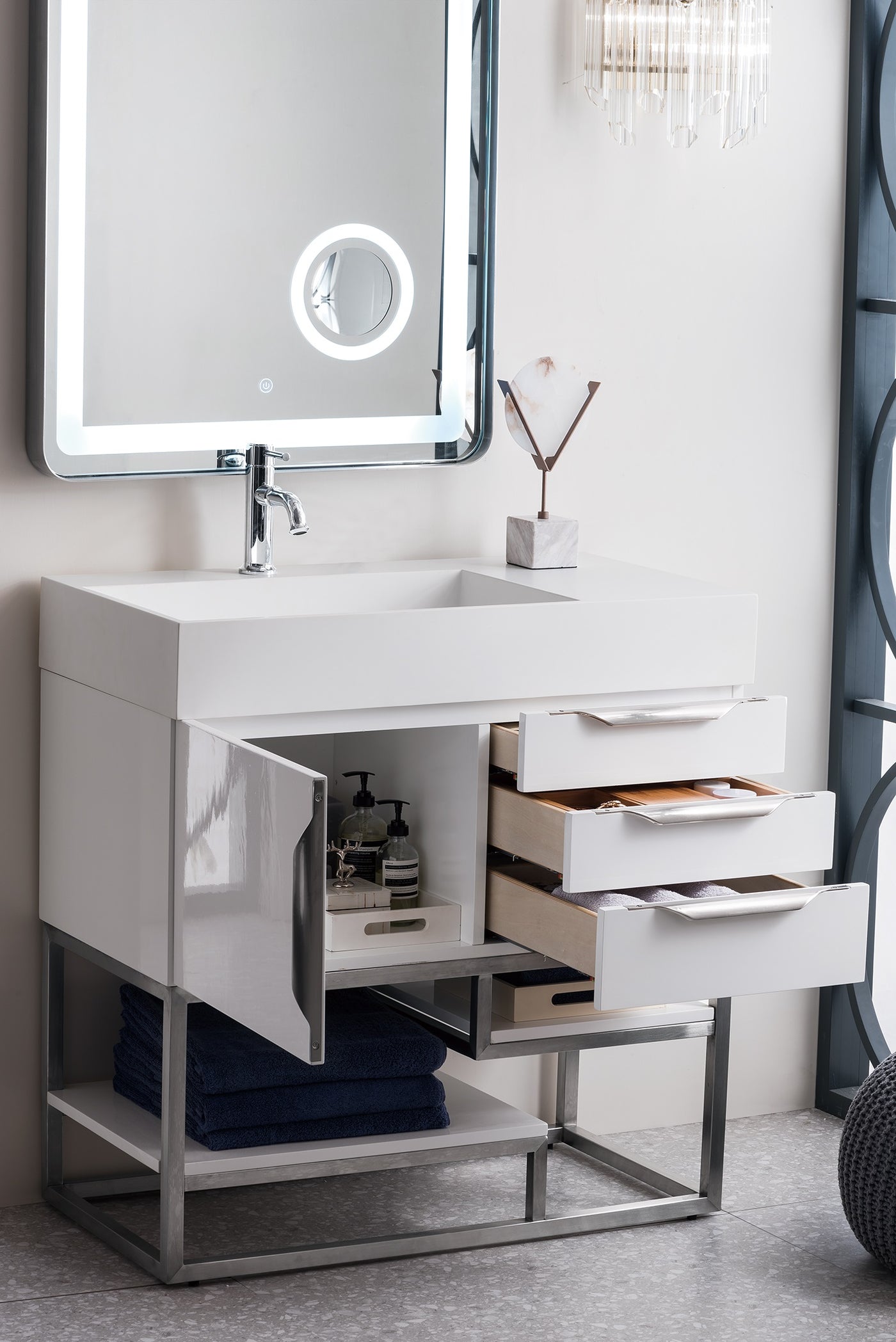 James Martin Columbia 36" Single Bathroom Vanity, Glossy White, view 9