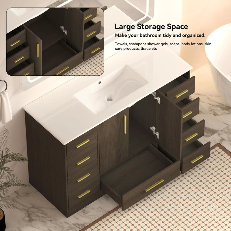 Bathroom Vanity With Abundant Storage 2 Soft Close Doors And 9 Drawers by Unique Piece Furniture