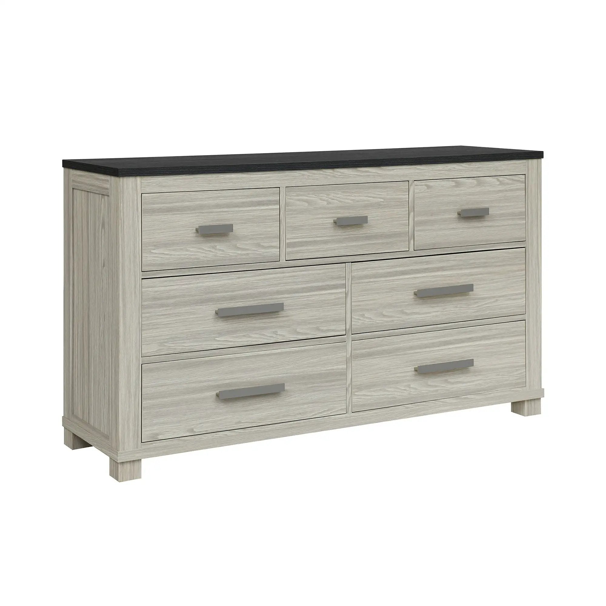 Augusta - Dresser, 7 Spacious Drawers, Block Feet - Beige Brown by HouseOfZazla