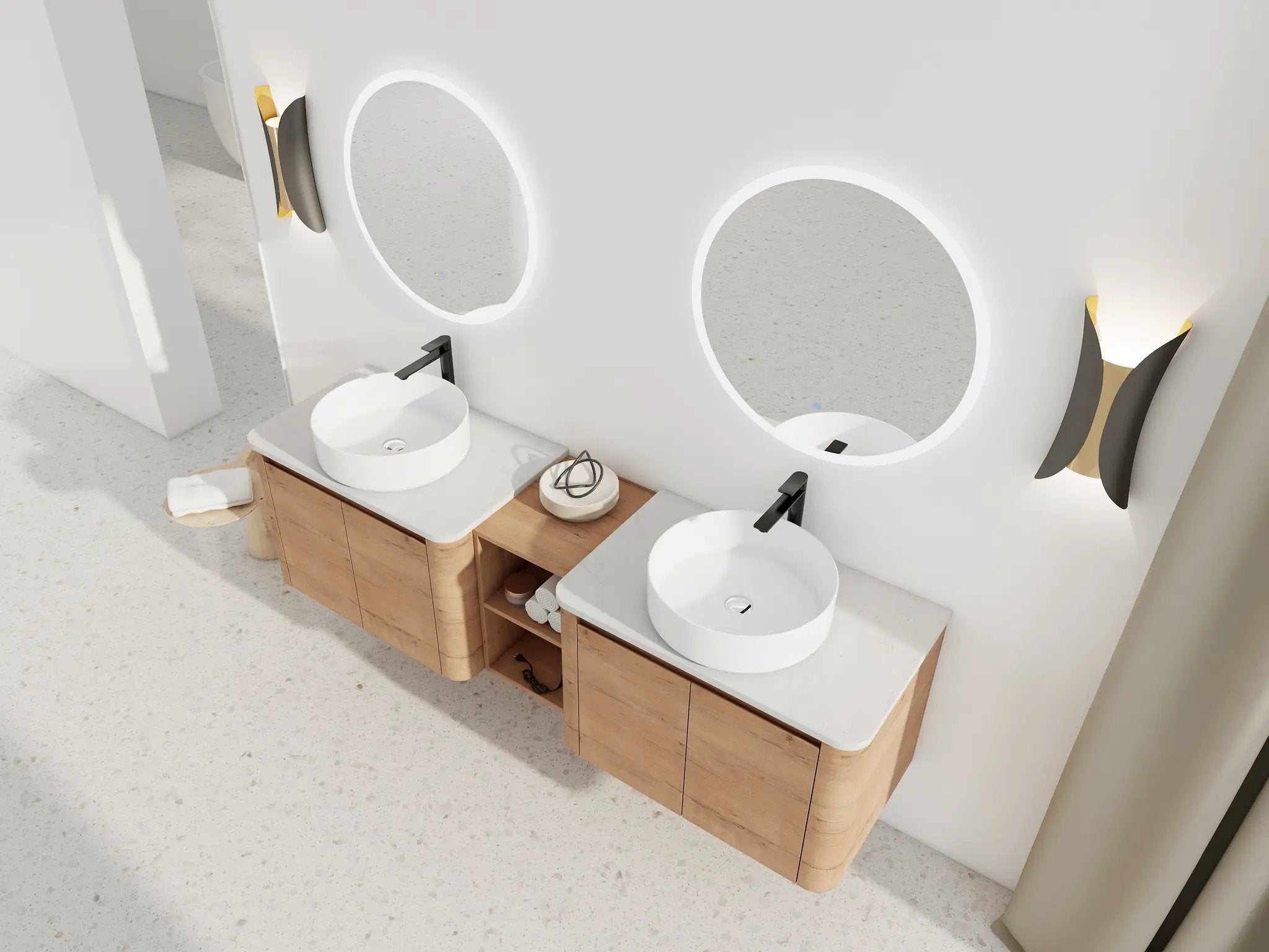 72" Wall-Mounted Bathroom Vanity With Ceramic Art Sink by HouseOfZazla