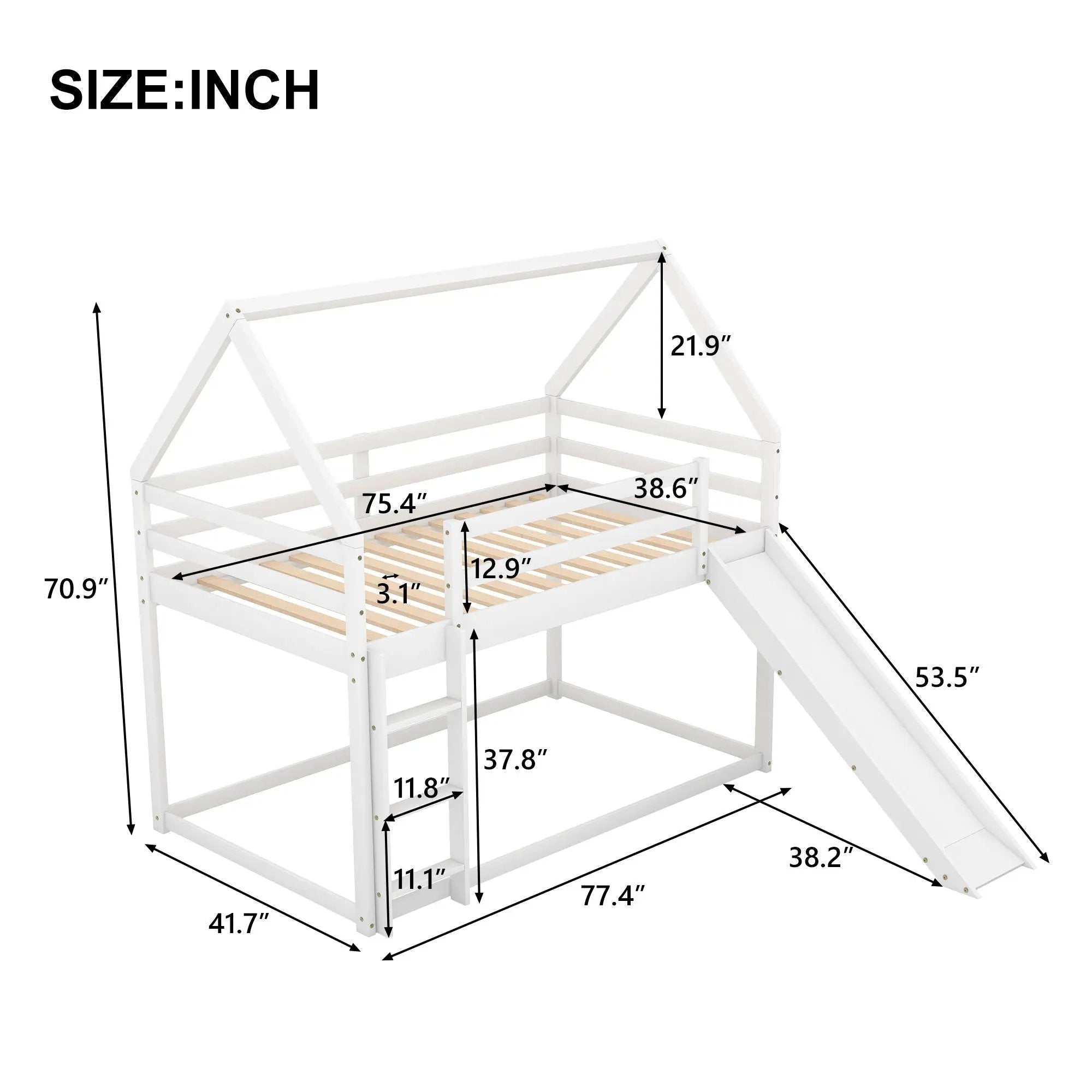 House Shape Bunk Bed With Slide And Ladder by HouseOfZazla