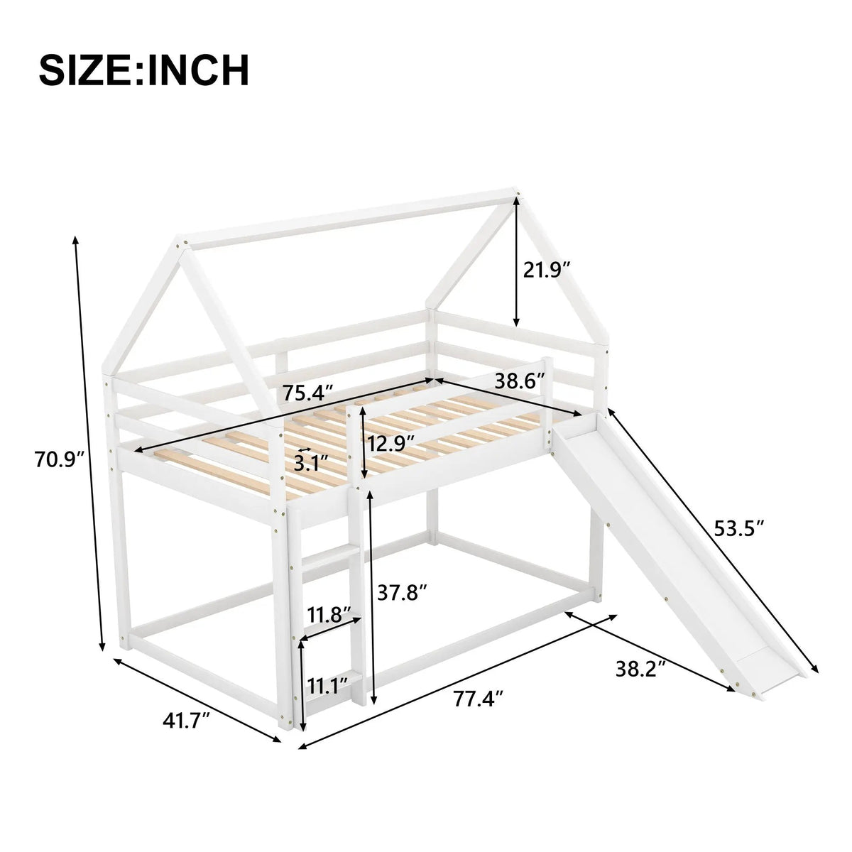 House Shape Bunk Bed With Slide And Ladder by Unique Piece Furniture