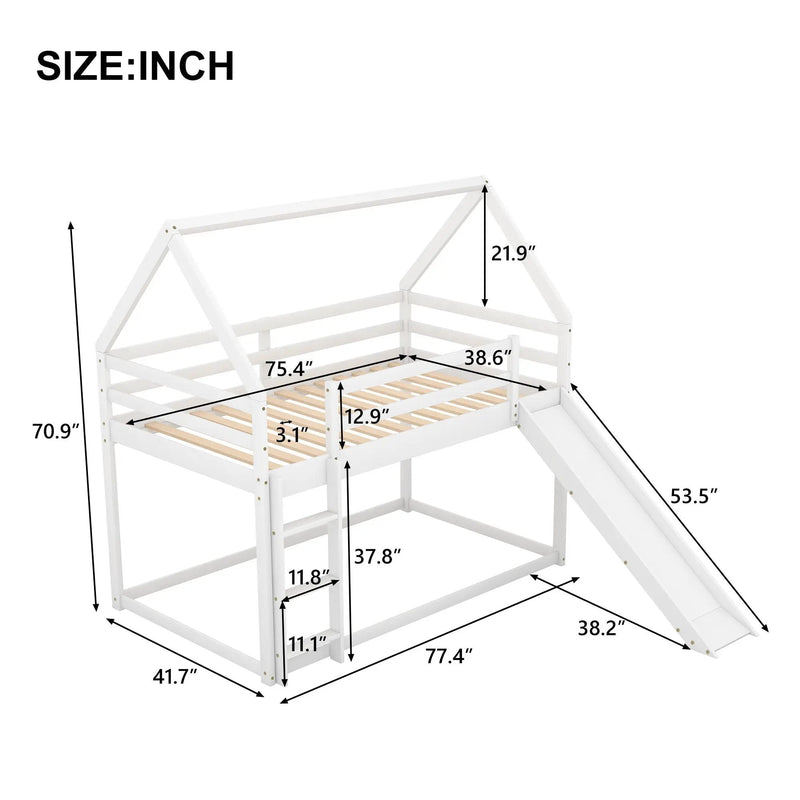 House Shape Bunk Bed With Slide And Ladder by Unique Piece Furniture