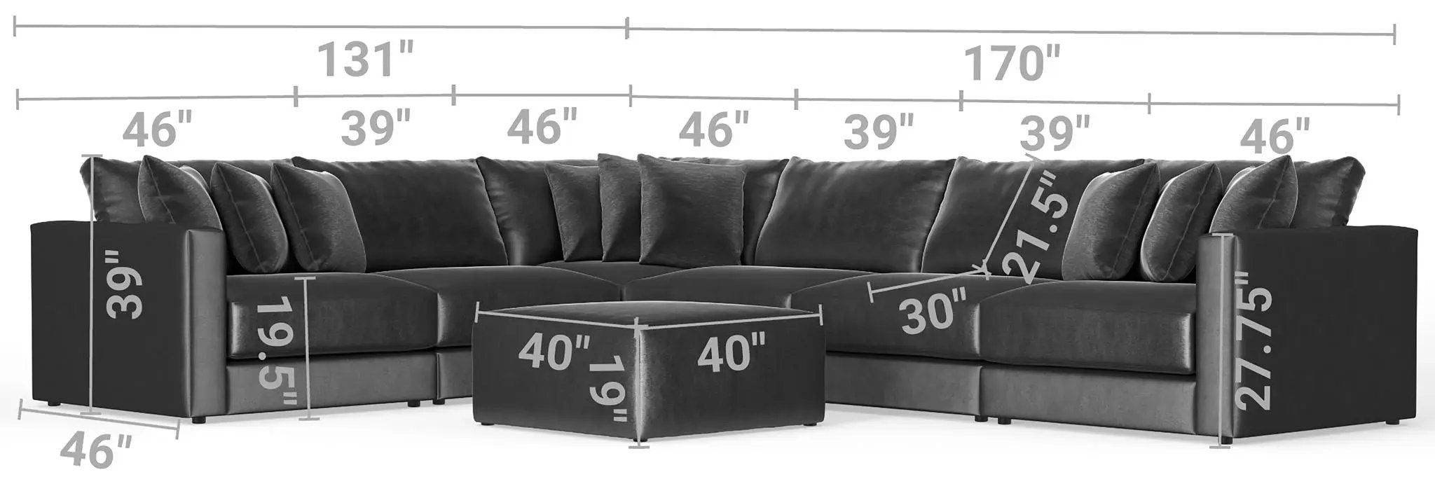 Remington - Modular Sofa And Cocktail Ottoman by Unique Piece Furniture
