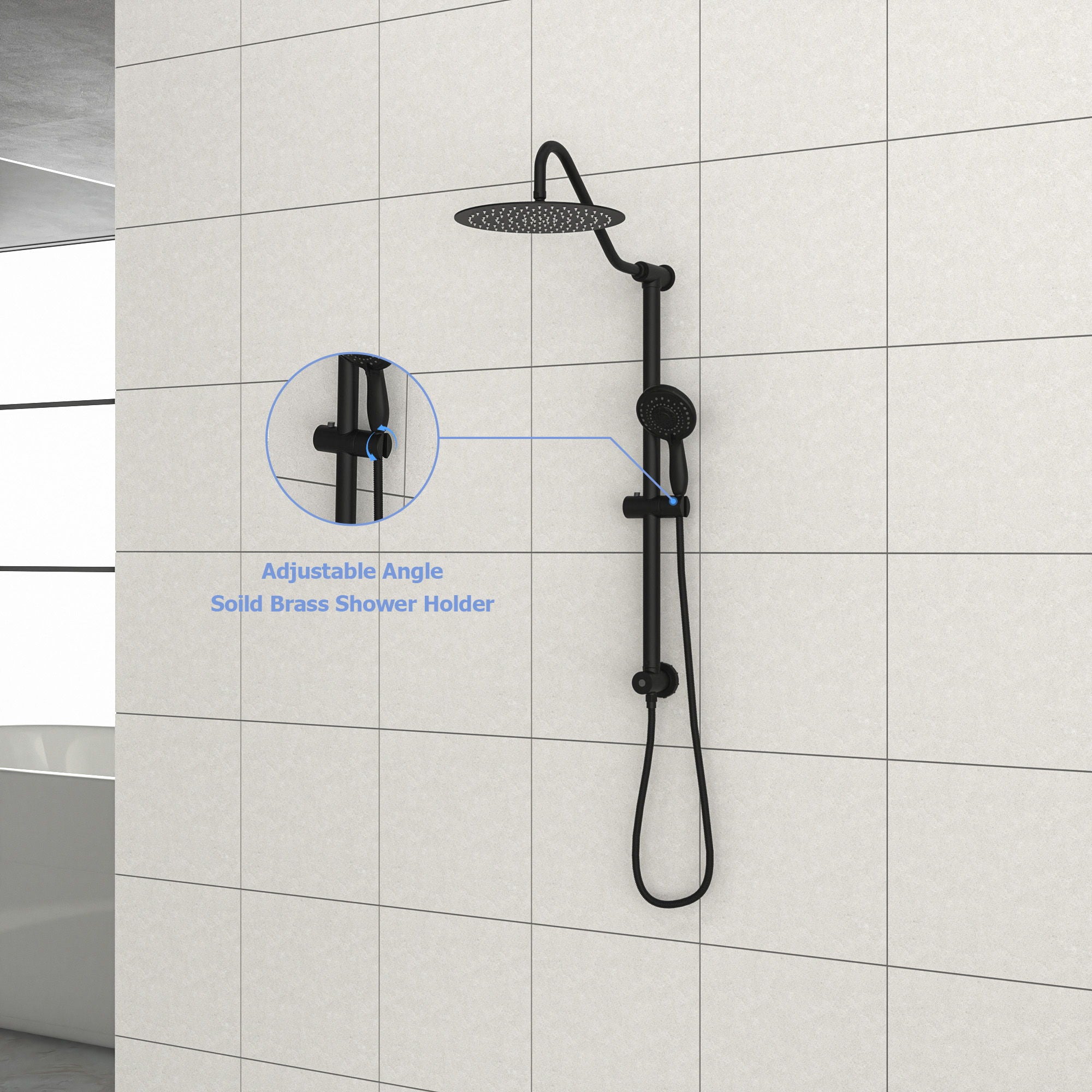 Shower System With 5 Function Rain Hand Shower And Slide Bar Combo by HouseOfZazla