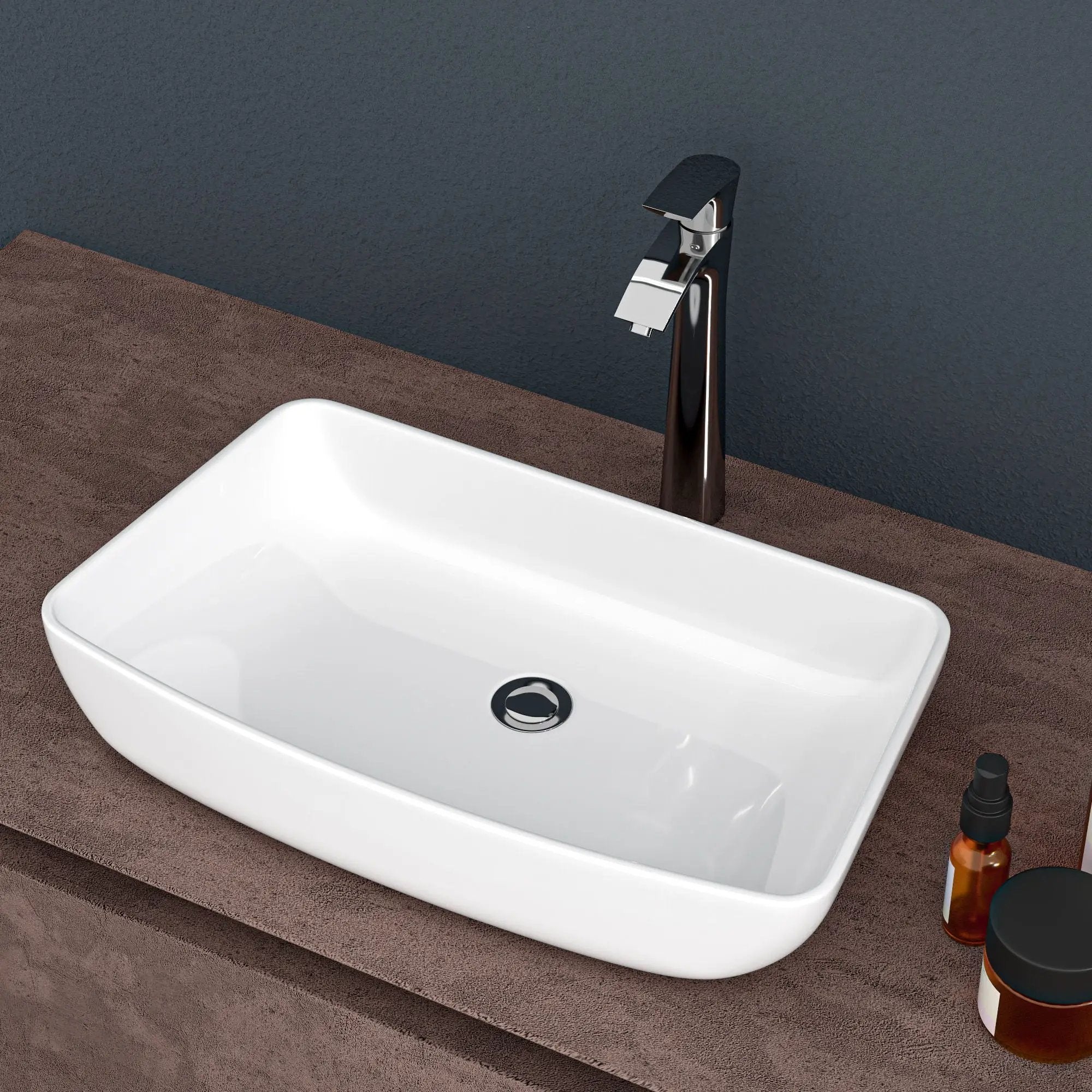 Rectangular Vessel Bathroom Sink - White by HouseOfZazla