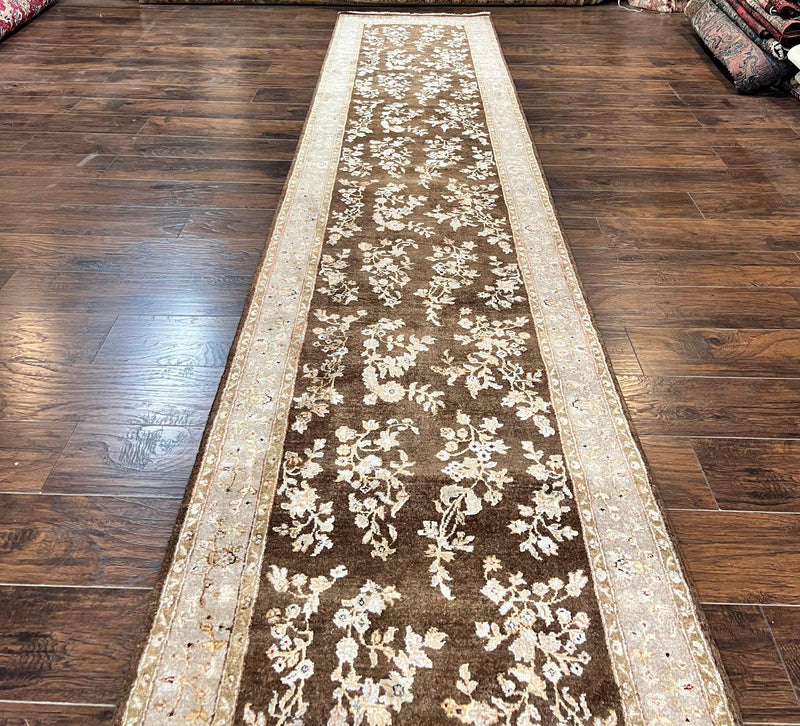 Peshawar Runner Rug 3 x 20, Wool Hand Knotted Vintage Pakistani Carpet, Brown & Taupe, Chobi Mahal Floral Rug, Extra Long Hallway Runner by Jewel Rugs