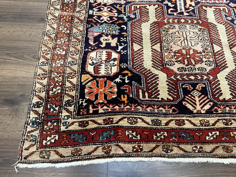 Persian Ardabil Wide Runner Rug 4x10 - Geometric Medallions & Animal Pictorials by Jewel Rugs