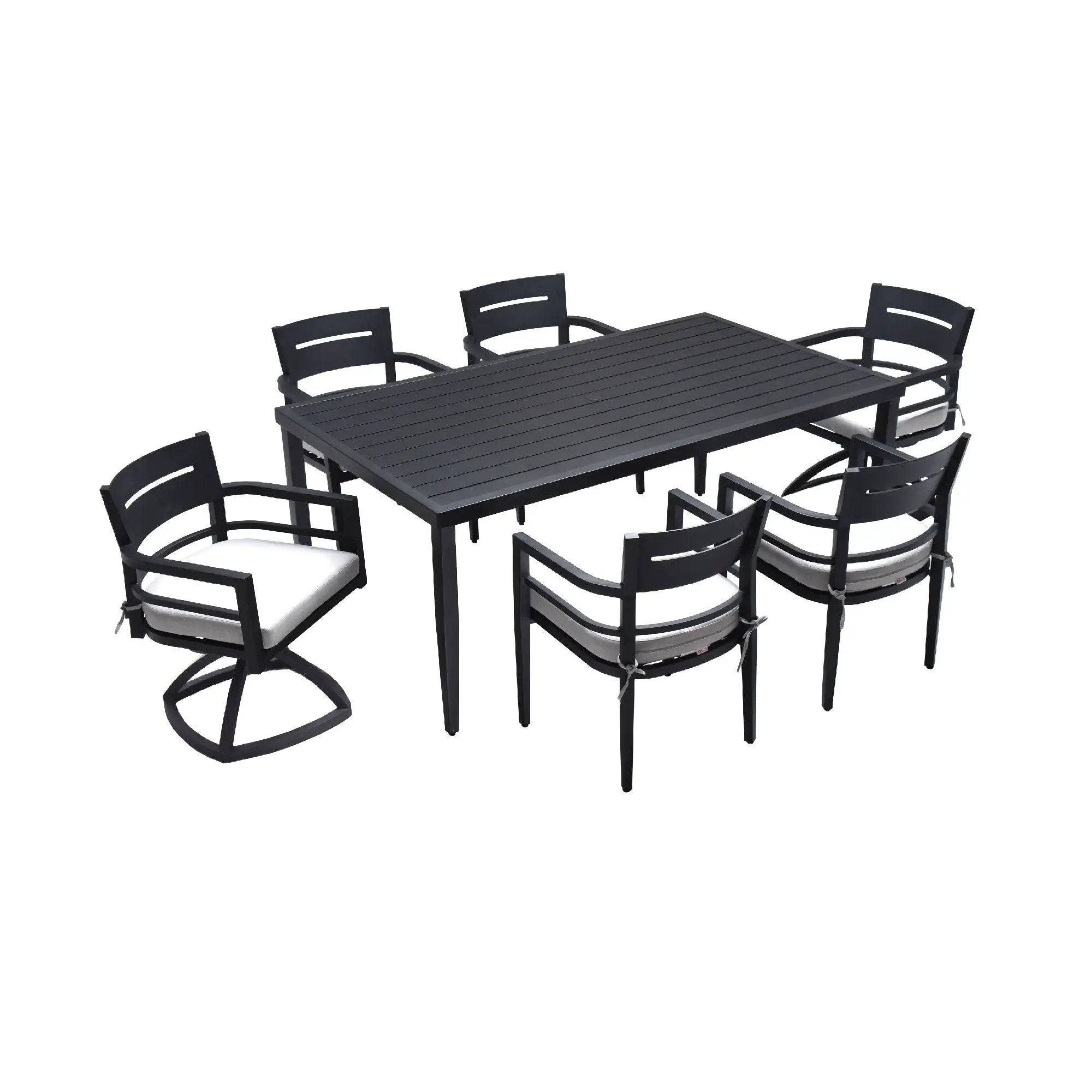 Outdoor Modern Dining Set, Chairs Sunbrella Cushioned And Dining Table With Umbrella Hole by Unique Piece Furniture