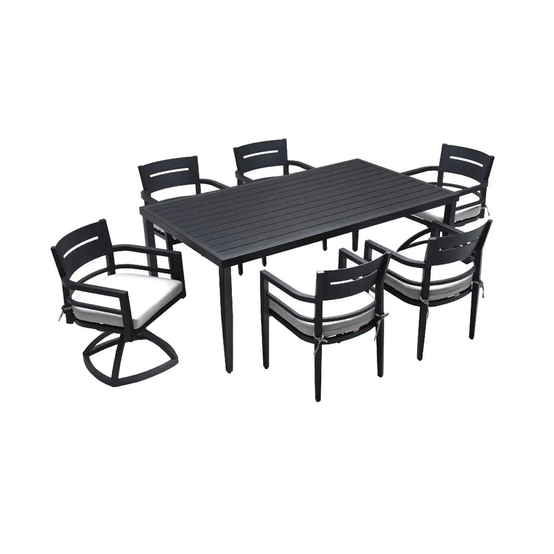 Outdoor Modern Dining Set, Chairs Sunbrella Cushioned And Dining Table With Umbrella Hole by Unique Piece Furniture