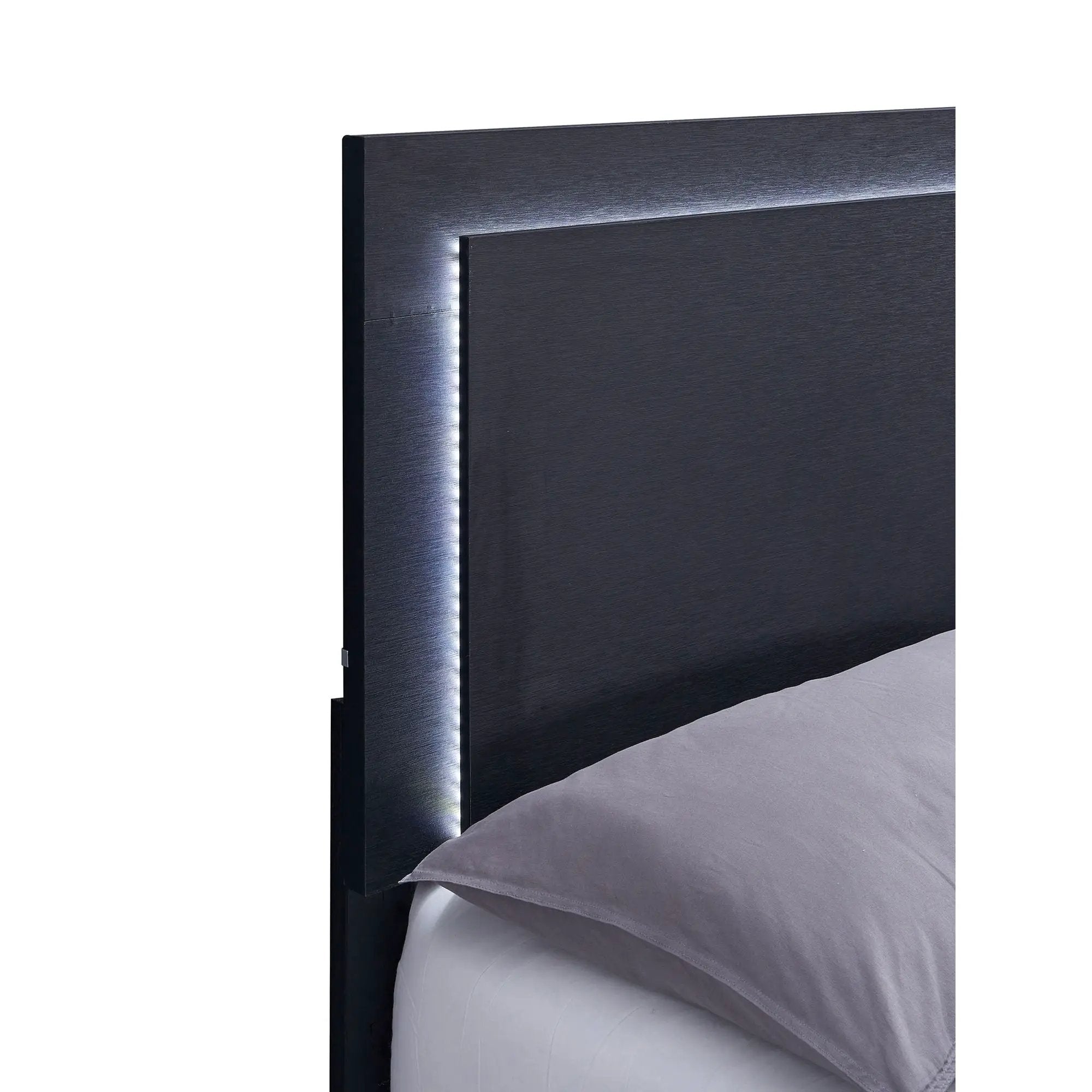 Medici - Eastern King LED Headboard Bed - Black by HouseOfZazla
