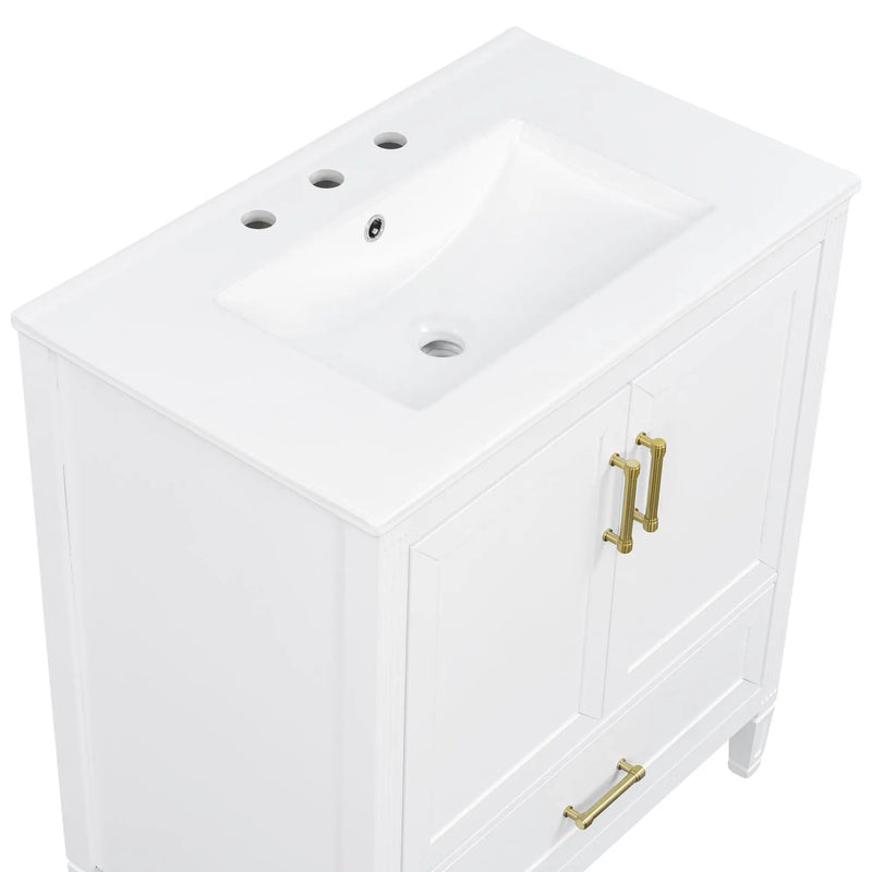 Elegant Fluted Bathroom Vanity With Sink, Soft Close Doors & Drawer by HouseOfZazla