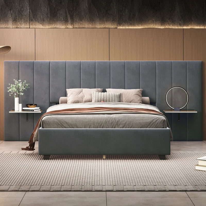 Upholstered Platform Bed With Big Headboard by HouseOfZazla
