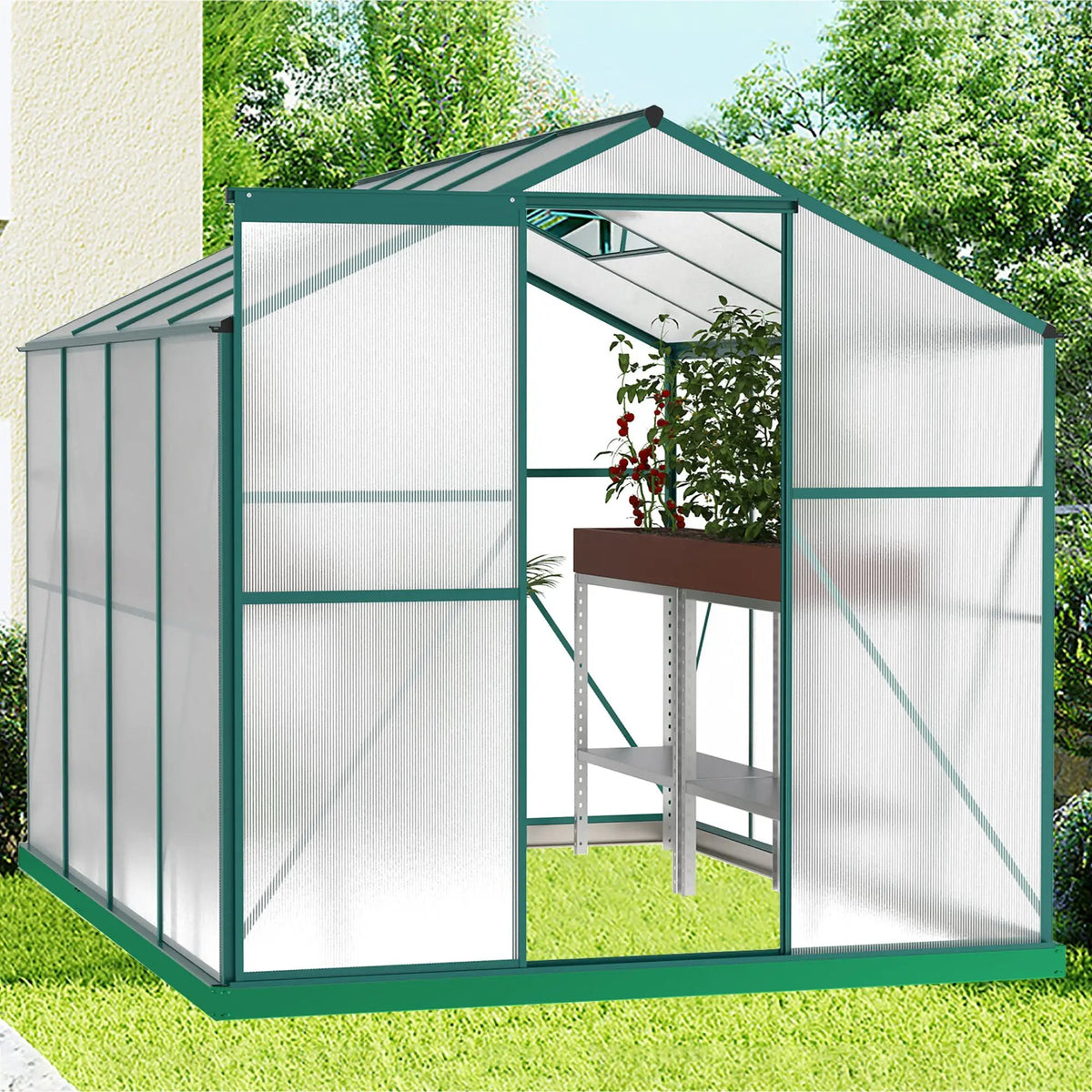 Polycarbonate Greenhouse - 6'x8' Heavy Duty Walk-in Plant Garden Greenhouse by HouseOfZazla