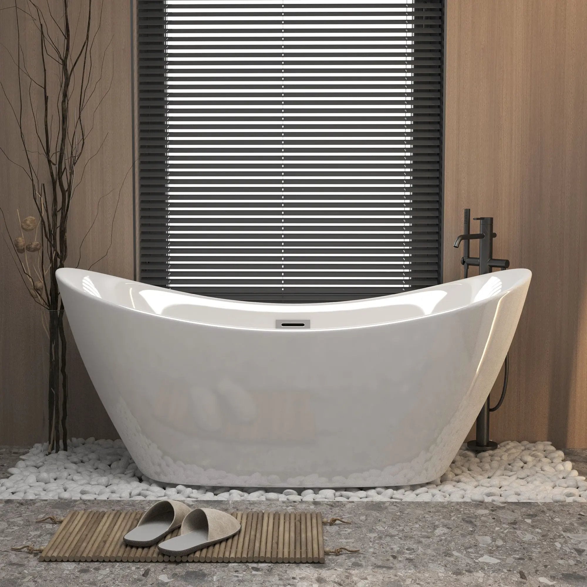 Freestanding Tub With Overflow And Pop Up Drain, Ergonomic Design by HouseOfZazla