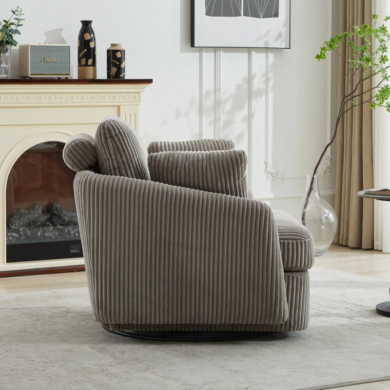 40.55"W Swivel Accent Chair with 2 Throw Pillows by HouseOfZazla