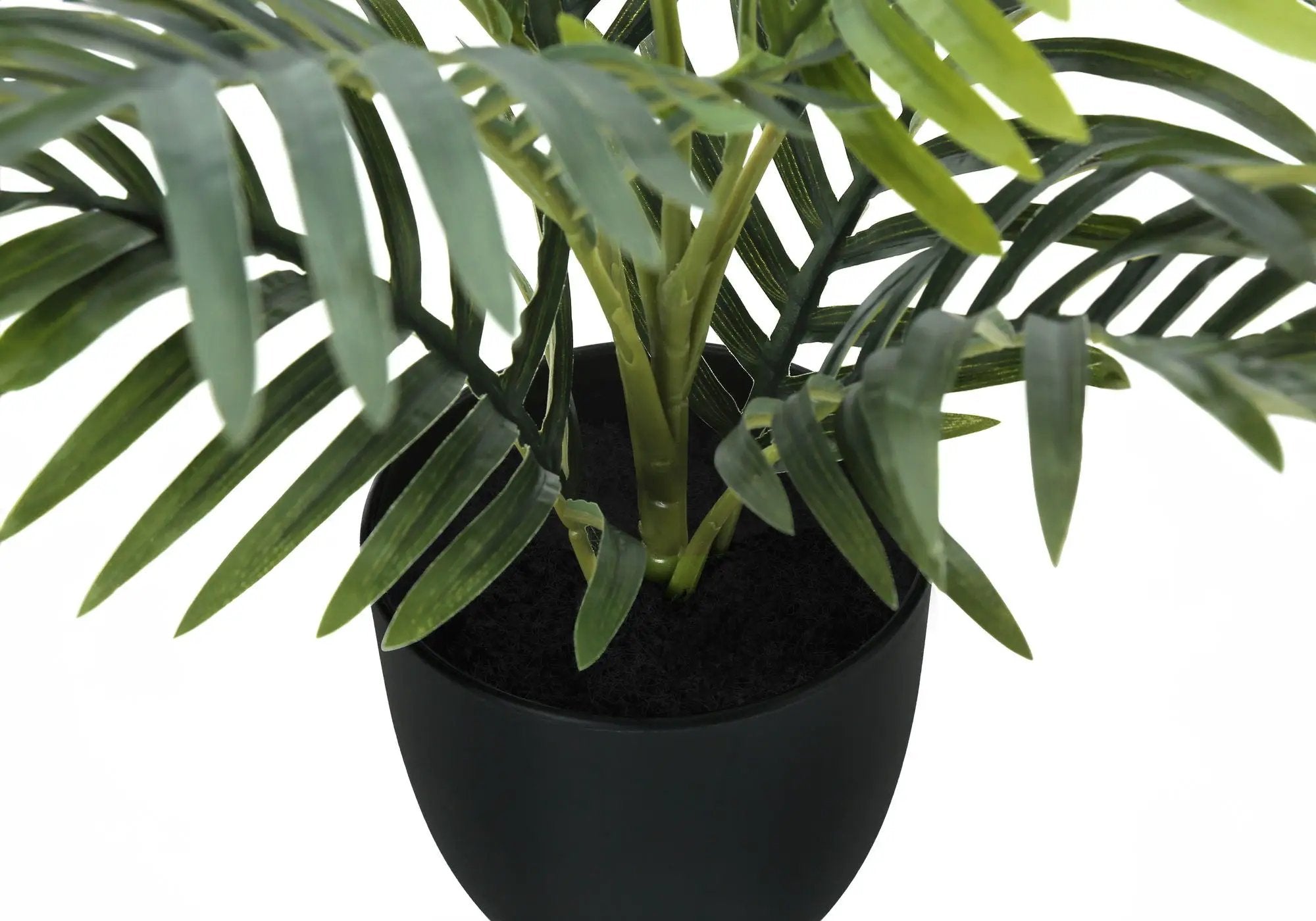 20" Tall, Artificial Plant, Palm, Indoor, Faux, Fake, Table, Greenery, Potted, Real Touch, Decorative - Green / Black by Unique Piece Furniture