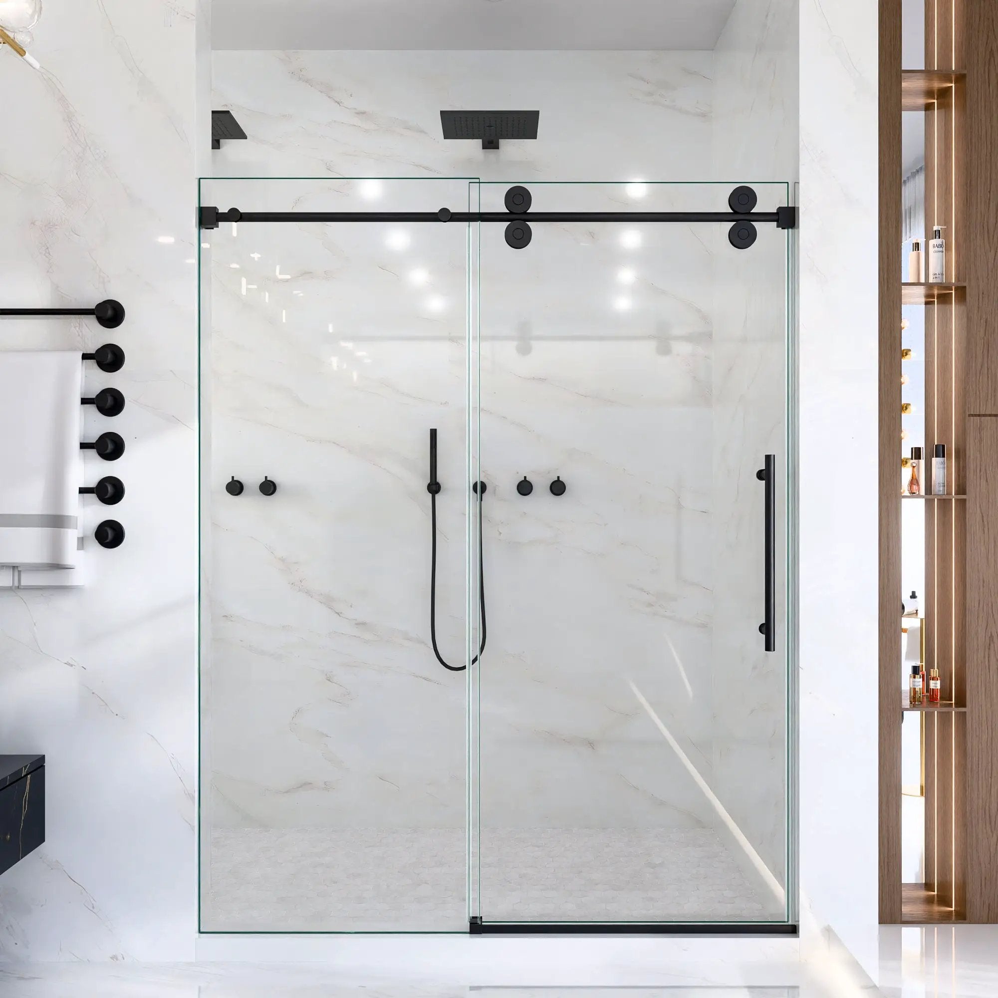 56-60"W x 72"H Frameless Single Sliding Shower Door by HouseOfZazla