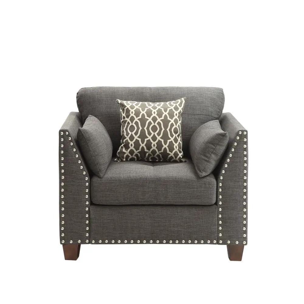 Laurissa - Chair With 3 Pillows - Light Charcoal Linen by Unique Piece Furniture