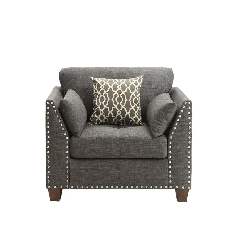 Laurissa - Chair With 3 Pillows - Light Charcoal Linen by Unique Piece Furniture
