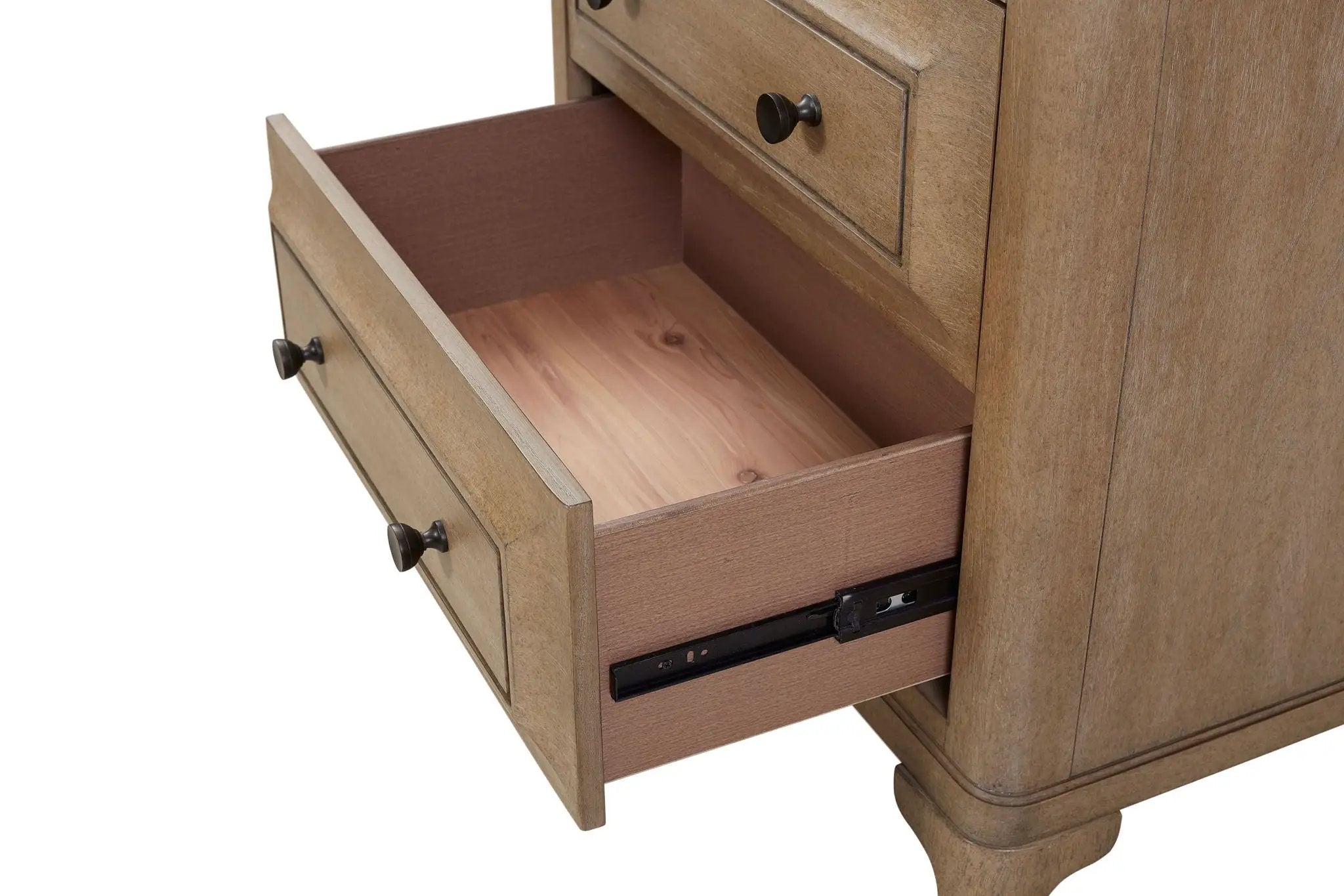 Queen Canopy Bedroom Set With A 2 Drawer Nightstand A Dresser With Poster Mirror And A Door Chest - Sand by HouseOfZazla