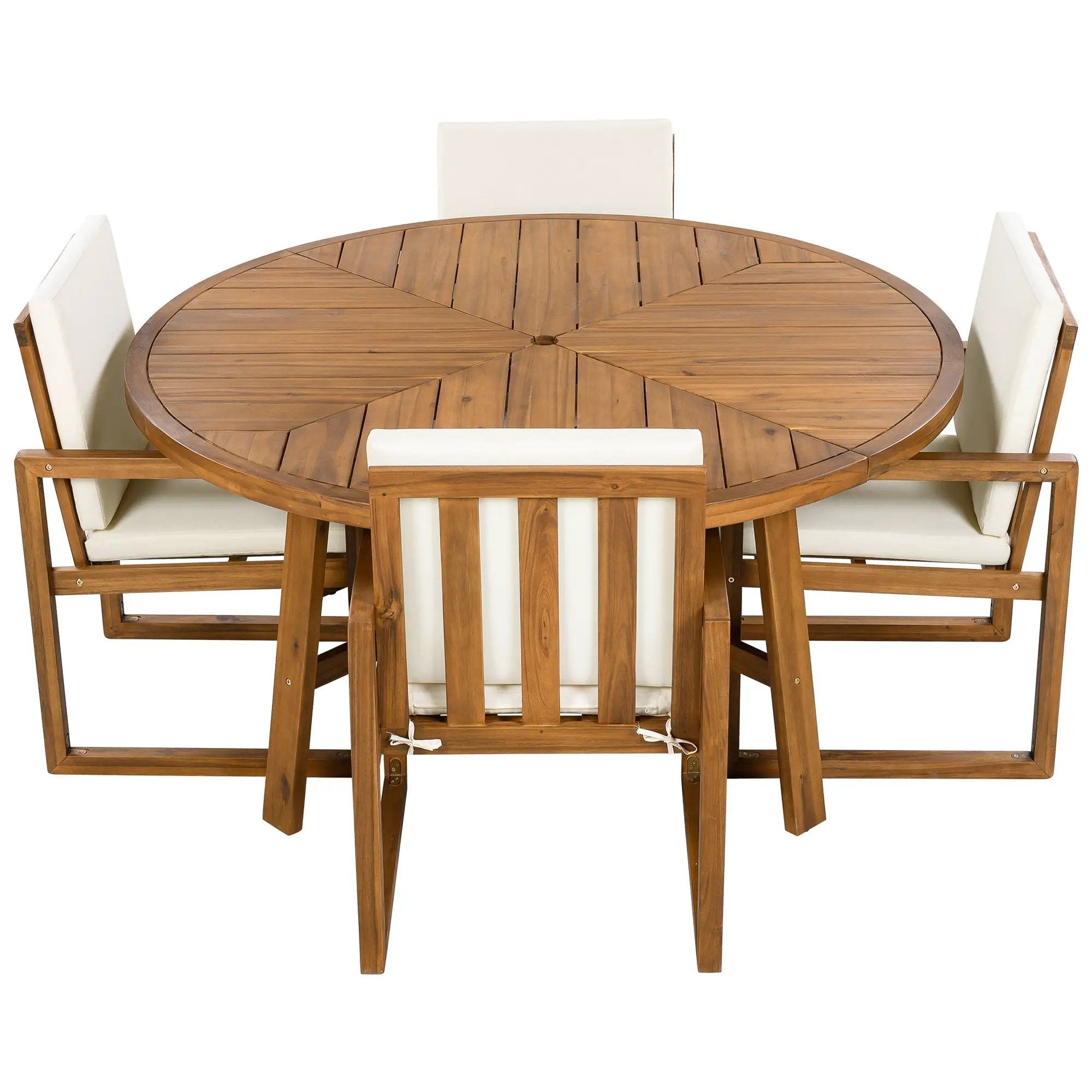 5 Piece Outdoor Patio Dining Set With 4 Armchairs And Table - Beige by HouseOfZazla