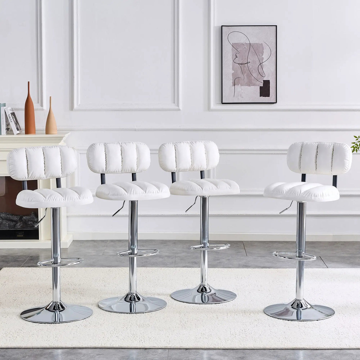 Adjustable Height Bar Stools With Footrest For Kitchen Island (Set of 2) by Unique Piece Furniture