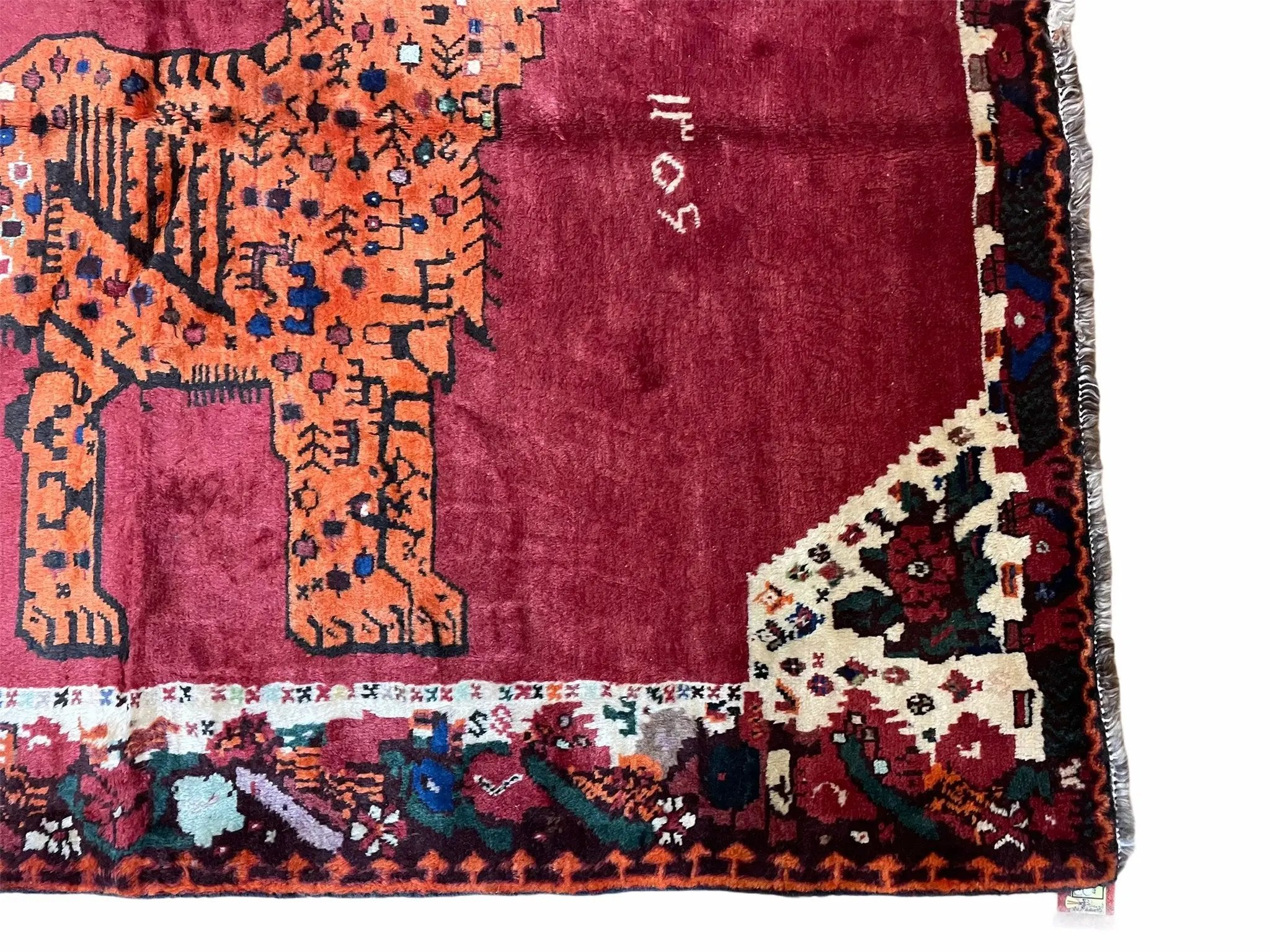 5 X 6 Handmade Rug Zagros Quality Wool Rug Lion Organic Dyes Red Leopard Tribal by Jewel Rugs