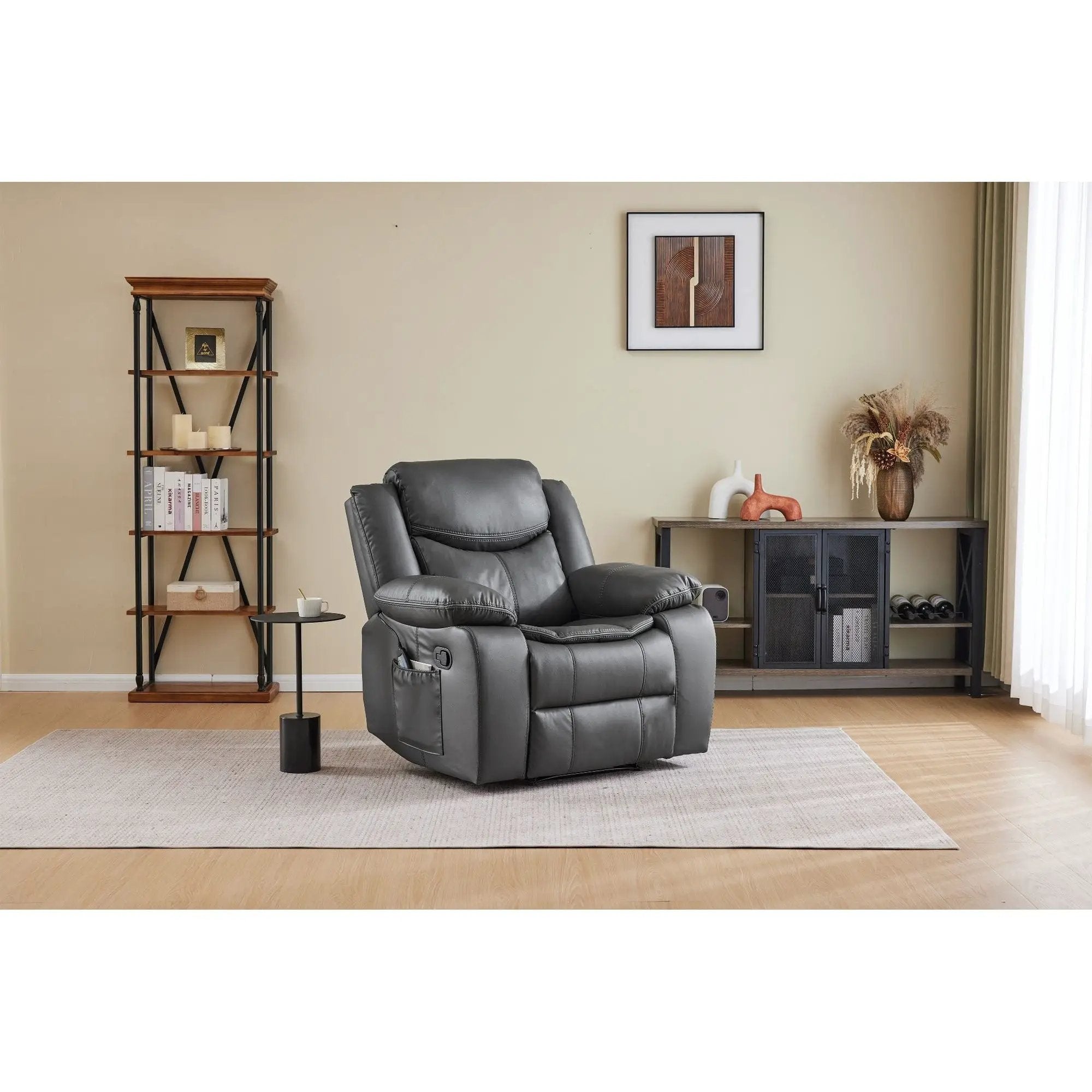Recliner Chair With Vibration And Heating - Gray by HouseOfZazla