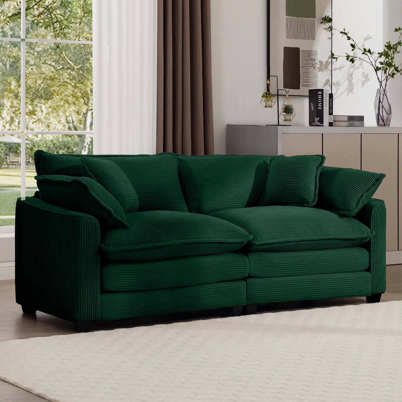 Modern 2 Seater With 4 Pillows, Upholstered Deep Seating Loveseat by Unique Piece Furniture