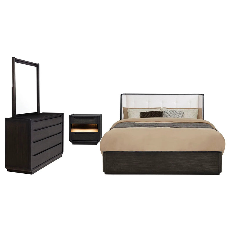 Leandro 4-piece Eastern King Bedroom Set Burnished Black by Unique Piece Furniture