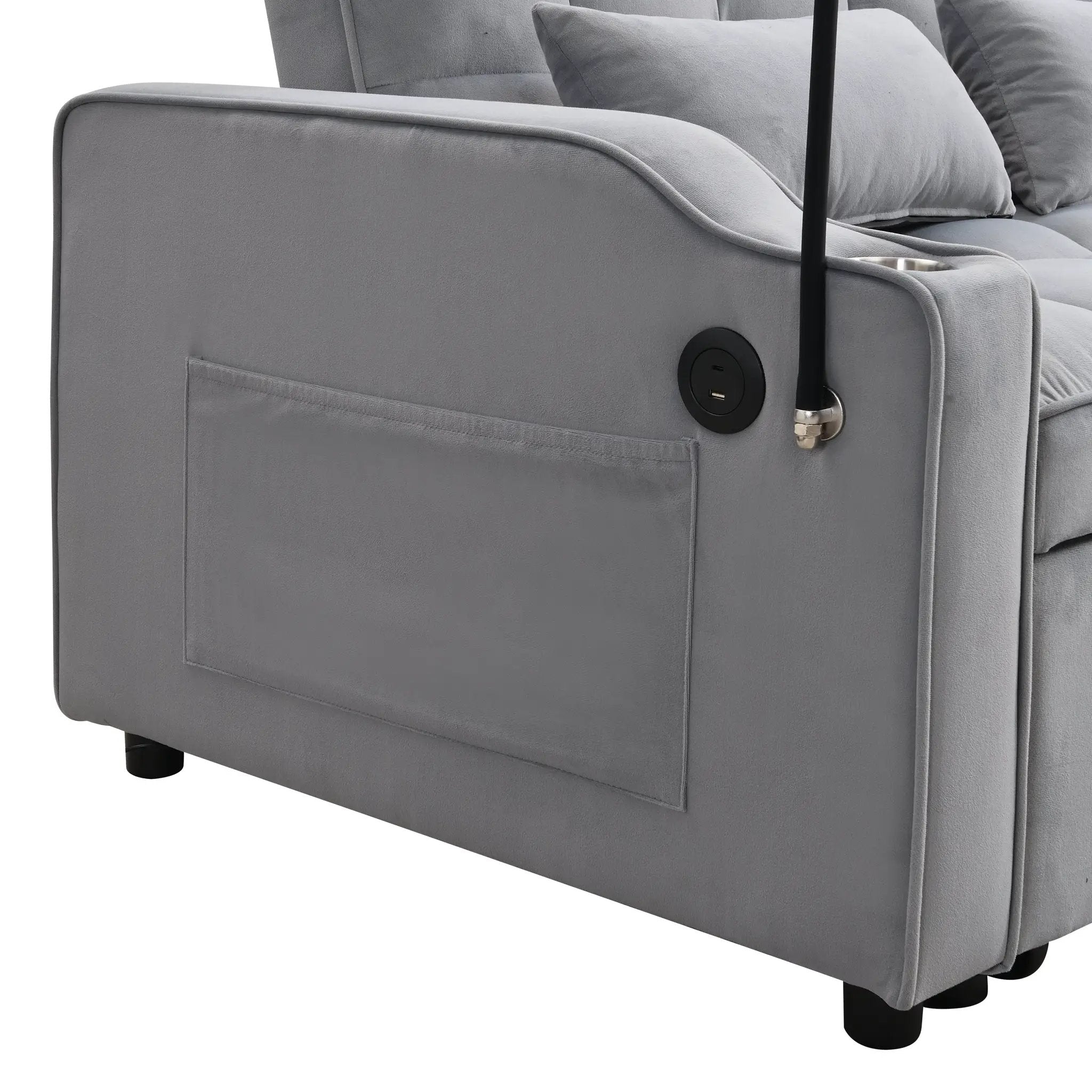 Modern Velvet Loveseat Futon Sofa Couch with Pullout Bed by HouseOfZazla