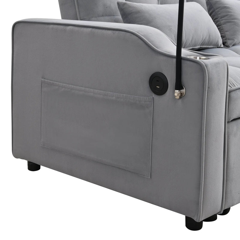 Modern Velvet Loveseat Futon Sofa Couch with Pullout Bed by HouseOfZazla