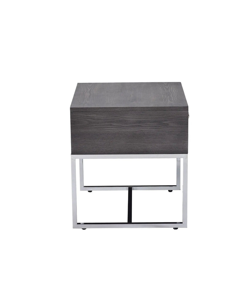 Iban - End Table - Gray Oak / Chrome by Unique Piece Furniture